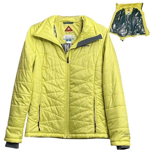 Columbia Omi-Heat Sportswear Jacket Puffer Yellow/Green Sz S - Picture 1 of 14